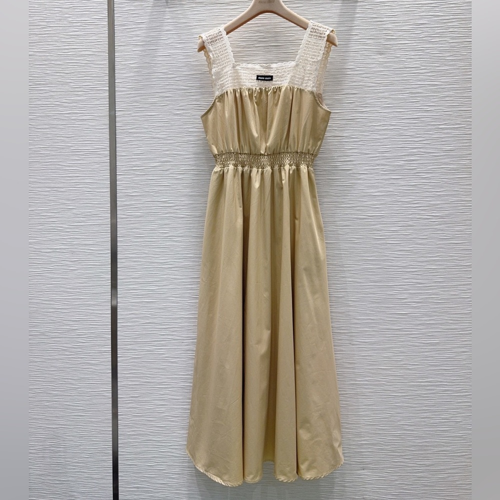 Miu Miu Cream Maxi Dress with Crochet Straps